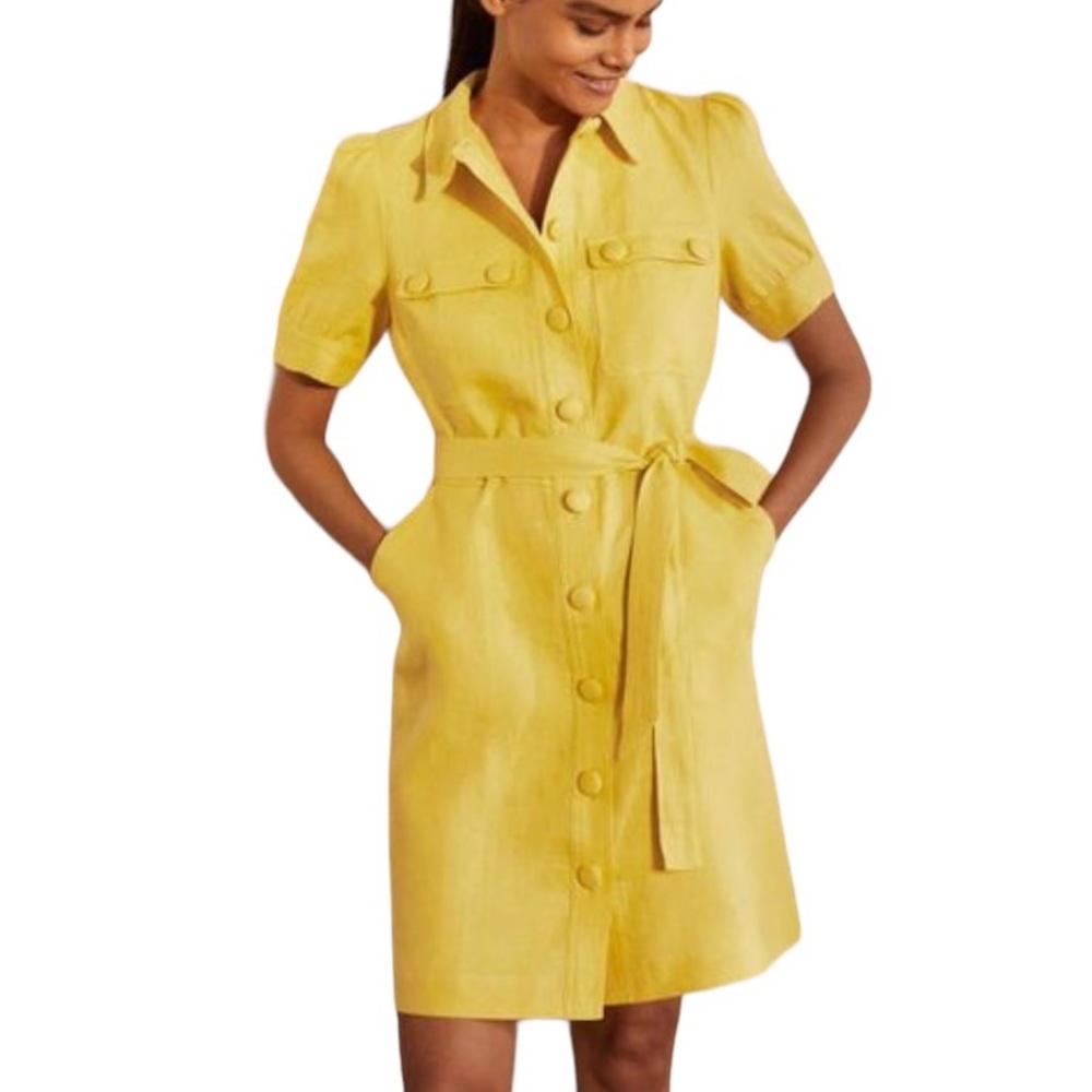 Boden Carrie linen shirt dress belted
